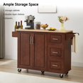 thumbnail image 4 of 54 inch Portable Wooden Kitchen Island Cart Large Capacity with 3 drawers Drop-Leaf Table Spice Rack & Towel Rack for Small Spaces, 4 of 5