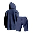 thumbnail image 4 of Ahabrexf Jackets for Men, Summer Solid Color Casual Long Sleeve Hooded Shorts Pocket Set, 4 of 6