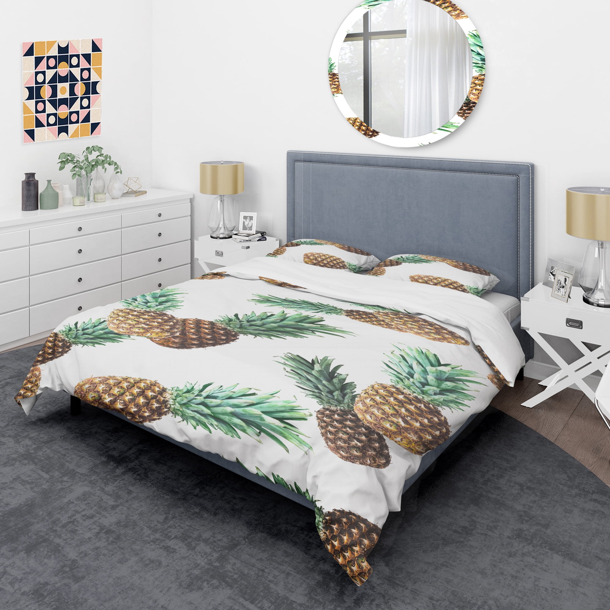 Designart 'Pineapple Summer Bliss V' Mid-Century Modern Duvet Cover Set