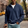 thumbnail image 2 of Dresfit Mens Mock Neck Sweatshirt Collared Waffle Sweatshirts Winter Long Sleeve Quarter Zip Pullover Knit Collared Loose Fit Shirts L, 2 of 8