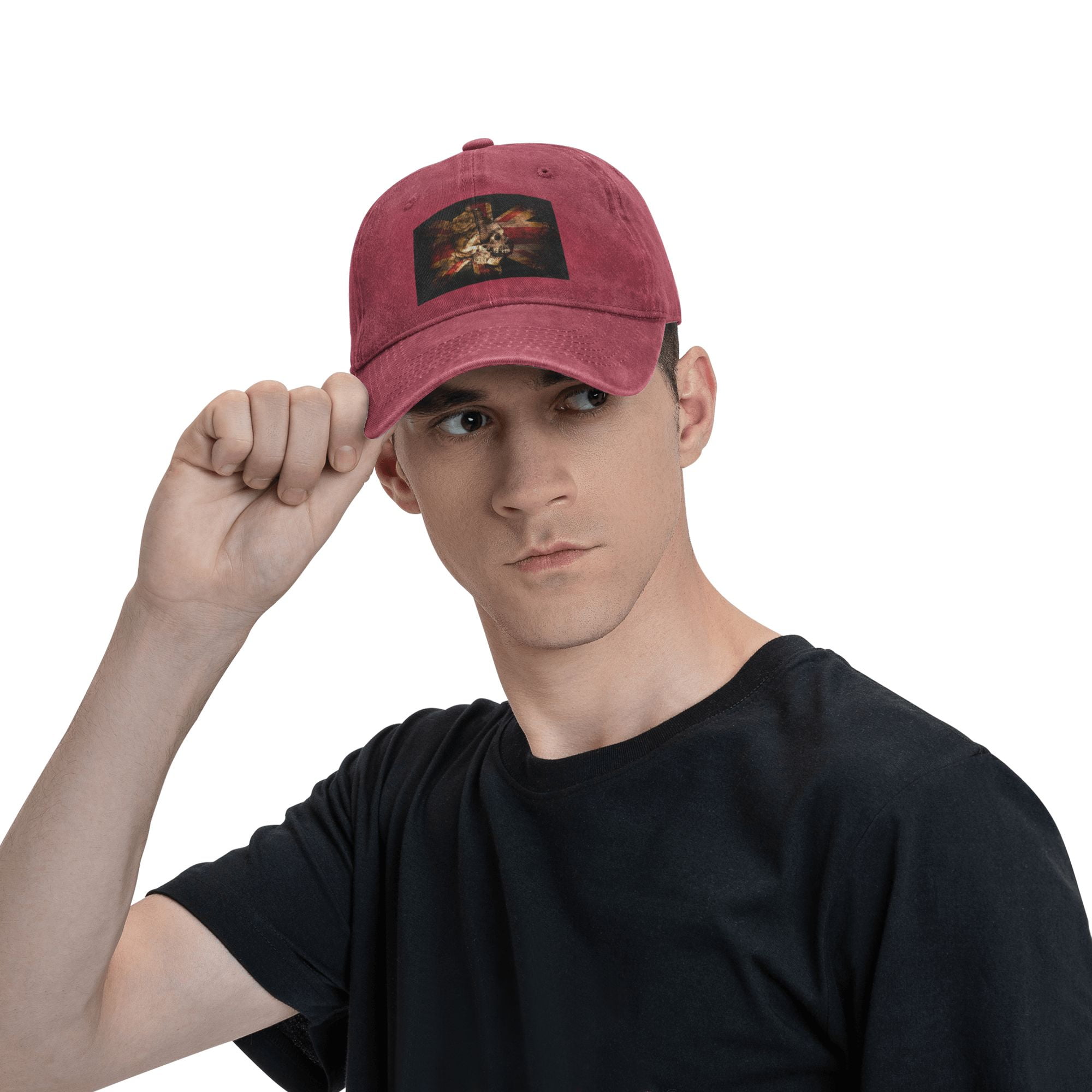●DOFFJASON● Russian Vintage Cotton Ball Cap DUSTY RED DJEH DouZhe Adjustable Washed Cotton Baseball Cap - England