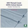 thumbnail image 4 of Blue King-Size Flat Sheet Only - 600 Thread Count 100% Cotton, Breathable 1 Piece Top Sheet, Premium Sateen Weave Sheet Only, 4 of 8