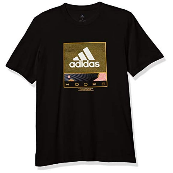 adidas mens Future Hoops Graphic Tee Black Small