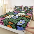 thumbnail image 4 of Homewish Colorful Boho Floral Bed Sheets,Vintage Daisy Flowers Full Size Sheets,4-Piece,1 Flat Sheet, 1 Fitted Sheet and 2 Pillowcases, 4 of 6