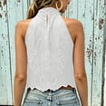 thumbnail image 6 of TEAJOPSUU Tank Tops for Women Halter Neck Embroidered Lace Cropped Tank Tops Bohemian Style Casual Sleeveless Shirts Loose Fit Summer Solid Color Blouses White, 6 of 6