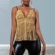 thumbnail image 4 of Top De Tirantes Brillante Top corto con cadena de diamantes de imitación, sin mangas, para mujer, sin espalda, traje de playa (oro XS) Ygjytge para Mujer oro T L, 4 of 7
