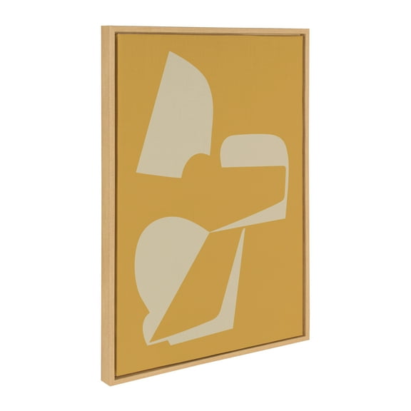 Kate and Laurel Sylvie Eye Catching Sleek Abstract 3 Yellow and Tan Framed Canvas Wall Art by The Creative Bunch Studio, 23x33 Natural, Modern Contemporary Art for Wall