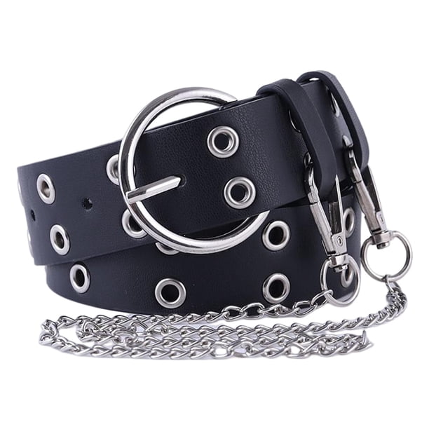 Cinturón gótico de doble ojal con cadena pa mujer, accesorios pa pantalones, hebil , cinturón decorativo, cinturón de , cinturón Colco Cinturón