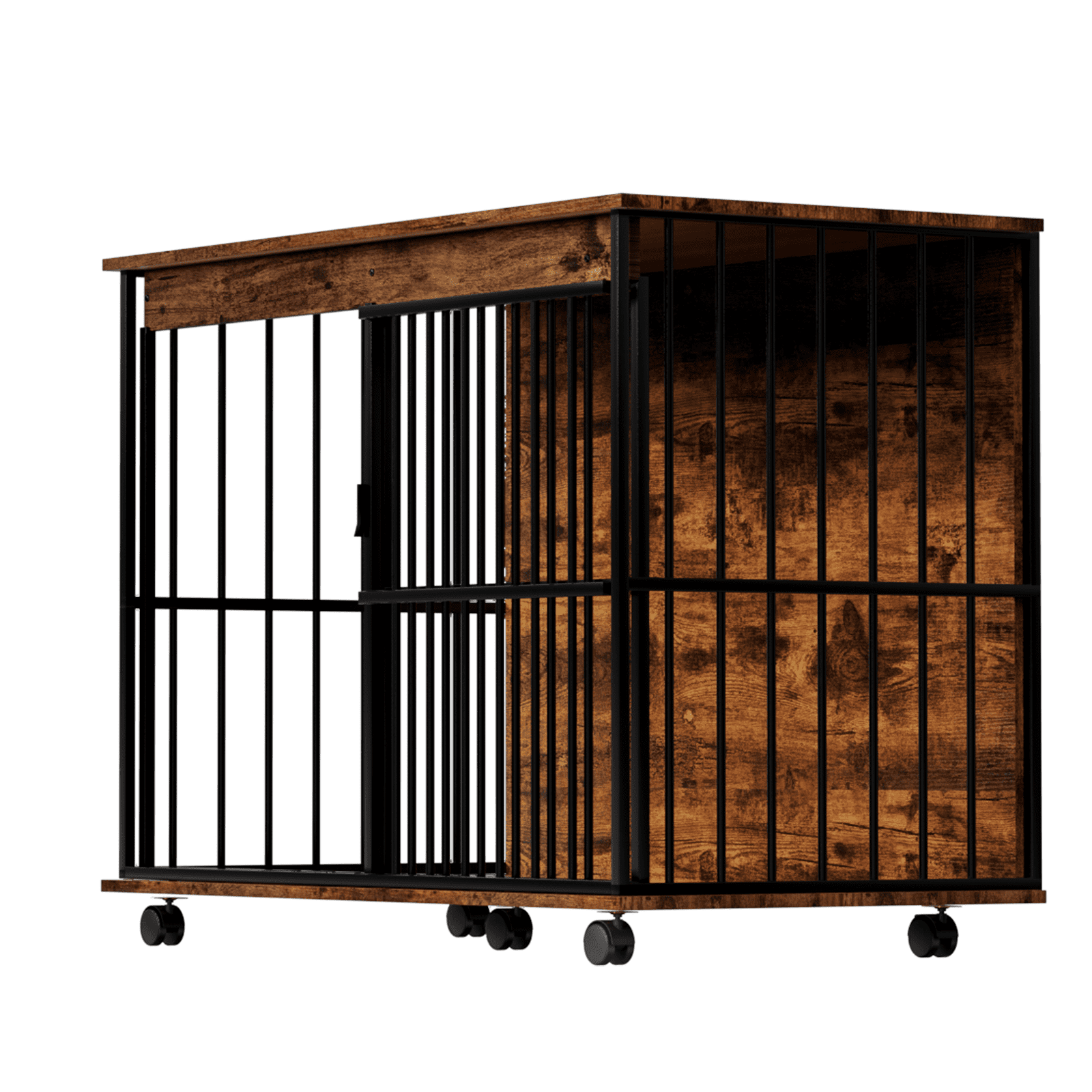 Large Wooden Dog Crate Furniture with Tray, Spacious Kennel for Medium to Large Dogs