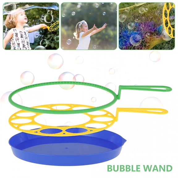 CYFW Bubble Wands Set-Big Bubbles Wand Funny Bubbles Maker with Tray,Nice for Outdoor Playtime&Birthday Party&Games,Suitable for All Age People (2Pcs Bubble Wands   1Pc Bubble Tray) Green