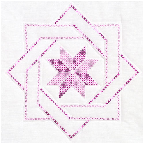 TOBIN Premium QUILT BLOCKS 6pc Stamped Cross Stitch Embroidery BUTTERFLY HEART