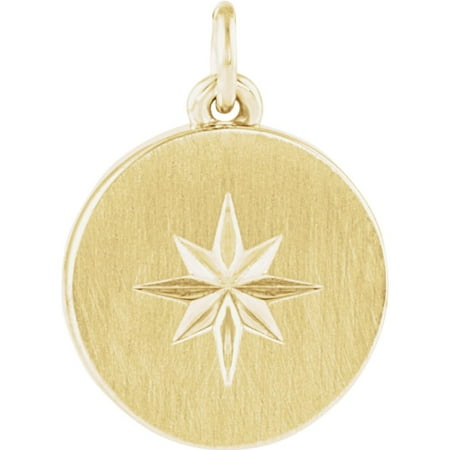 Yellow Gold Starburst - 14K Solid Yellow Gold Starburst Disc Pendant