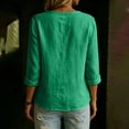 thumbnail image 5 of Uootdi Women's Tops 3/4 Sleeve Crew Neck Peplum Blouses Bohemian Casual Style Linen Blend Lightweight Breathable Relaxed Fit Shirts Gift, 5 of 6
