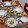 thumbnail image 2 of DISPOSABLE DINNERWARE SET | Heavy Duty Plastic Dishes | Elegant Fine China Look | Includes: 20 Dinner Plates, 20 Salad Plates and 20 Dessert Plates | Renaissance Collection – Red, 2 of 2
