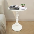 thumbnail image 4 of Modern Round Side Table, Home Small Coffee Table Retro Drink Table Lunch Table For Small Spaces, Accent End Table with Solid Steel Leg for Living Room, Bedroom,, Office (white-15.7"D X 20.5"H), 4 of 19