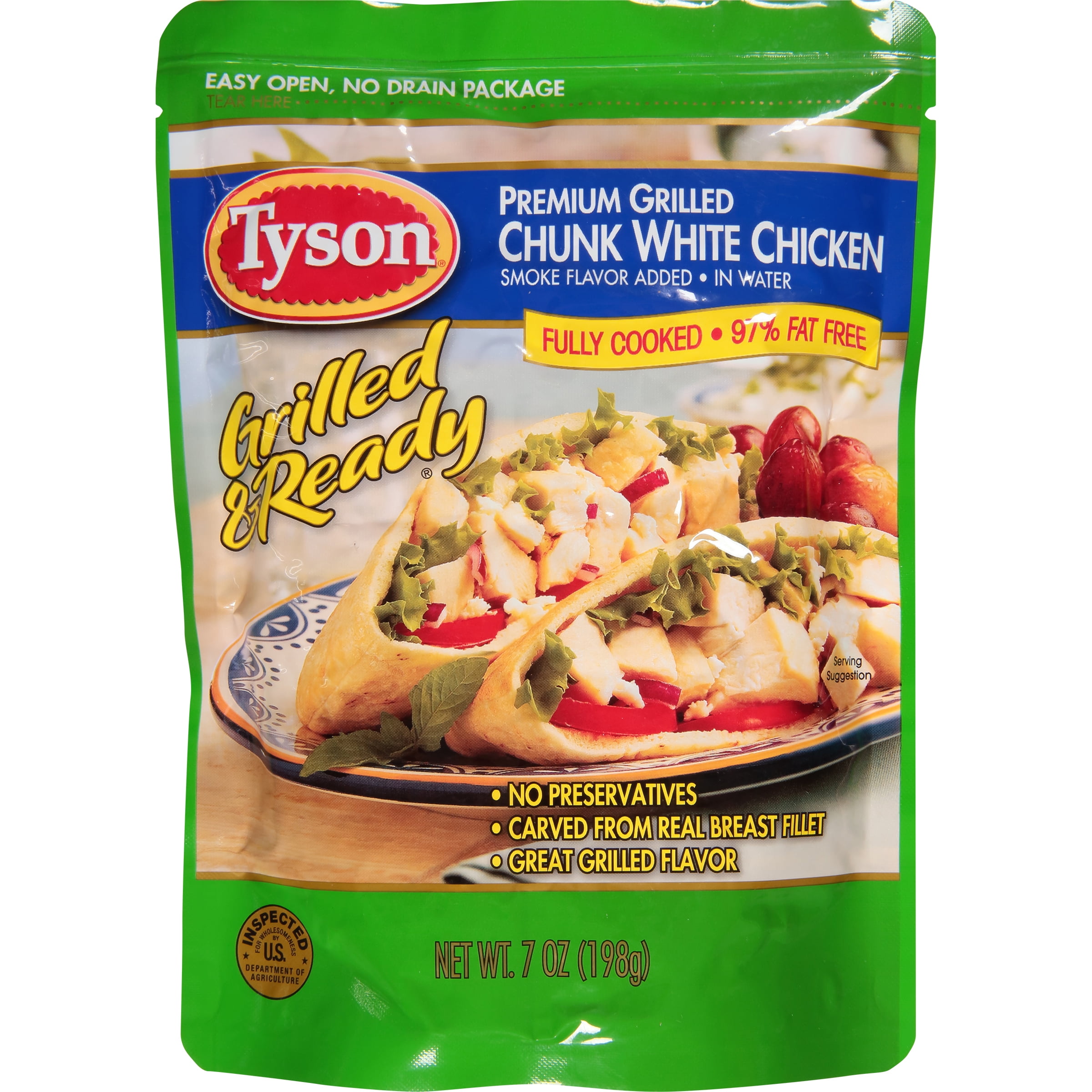 Tyson Grilled & Ready Premium Grilled Chunk White Chicken Breast, 7 oz