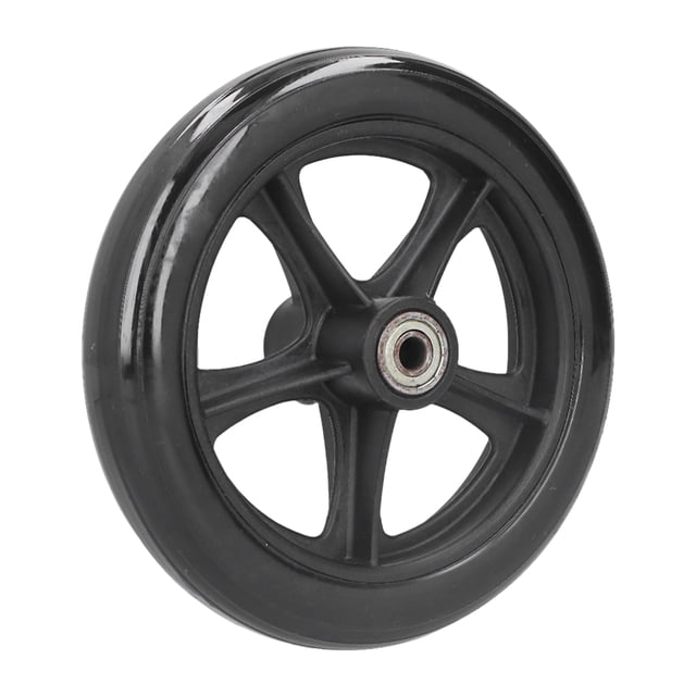 Wchiuoe Roue Roulante, Remplacement de Roue de Fauteuil Roulant 16cm Accessoire de Roulette en PU avec Roulement à Billes Noir, Remplacement de Roue de Fauteuil Roulant