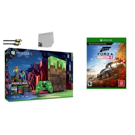Microsoft 23C-00001 Xbox One S Minecraft Limited Edition 1TB Gaming Console with 2 Controller Included with Forza Horizon 4 BOLT AXTION Bundle Used