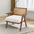 thumbnail image 4 of Sillón Decorativa Moderno de Mediados de Siglo Cómodo con Cojín Afelpado / Respaldo de Ratán y Patas de Madera Resistentes / Sillón de Apoyo para Sala de Estar, Recámara, 4 of 8