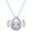 Silver, variant on Clear Cubic Zirconia Dancing Center Double Teardrop Necklace Rhodium Plated Sterling Silver