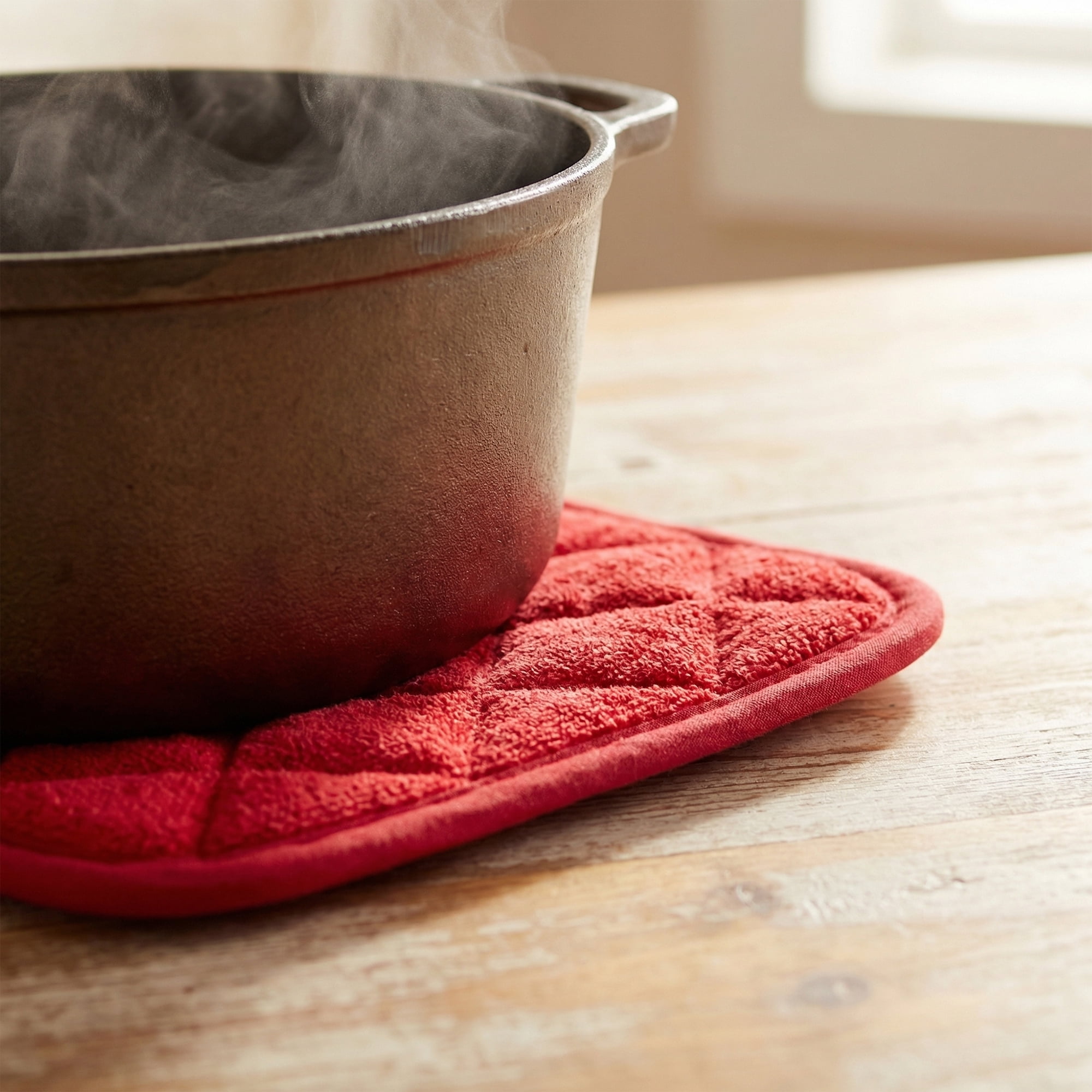 Unique Bargains Pot Holders Heat Resistant Non Slip Hot Pads for Cooking Red 2Pcs