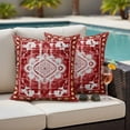 thumbnail image 4 of Red Boho Outdoor Waterproof Pillow Covers, Multicolored Colorful Tainted Pattern Tribal Decorative Square Throw Pillowcase Sofa Cushion Sham for Patio/Couch/Chair, 18"x18" 2 Pack, 4 of 8