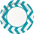 thumbnail image 2 of 9" Chevron Paper Dinner Plates, Caribbean Teal, 8ct, 2 of 4