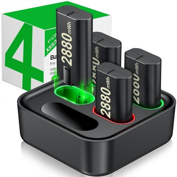 Charger for Xbox Controller Battery Packs with 4 X 2880mWh Rechargeable Batteries for Xbox Series X/S/Xbox One/S/X/Elite
