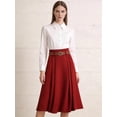 thumbnail image 2 of Women'S High Waist A-Line Skirt Flared Midi Skirt Vinage Skirt with Belt Red L, 2 of 7