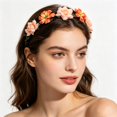thumbnail image 3 of UNLLLL Silk Floral Headband, Ladies Flower Hair Hoop with Small Gesang and Rose, Soft Breathable Fabric Hairband, for Wedding Photography Party Travel Accessories (Orange), 3 of 6