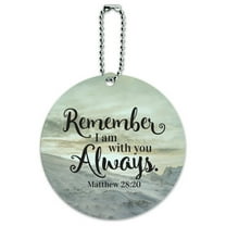 Remember I Am With You Always Matthew 28:20 Snowy Mountain Round Luggage ID Tag Card Suitcase Carry-On