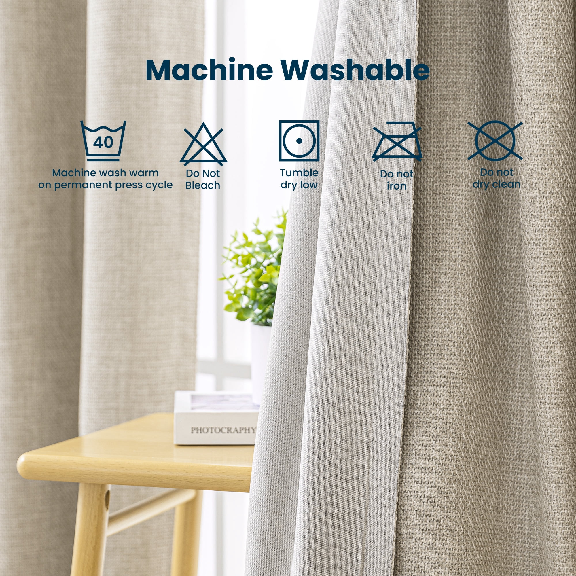 Sleep Zone 100% Blackout Curtains for Bedroom Full Light Blocking Curtains, Two-Sided Reversible Window Curtain for Living Room 2 Panels, 52" x 84" Coffee