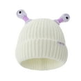 thumbnail image 2 of Cute Knitted Beanie Hat with Eyes Wear Resistant Solid Color LED Glowing Funny Cartoon Winter Warm Hat, 2 of 8
