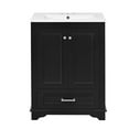 thumbnail image 2 of Lisonu 24-Inch Bathroom Vanity with Ceramic Sink, Black Modern Cabinet with Soft Close Doors, Adjustable Shelves, Silver Handles for Small Bathroom Storage, 2 of 25