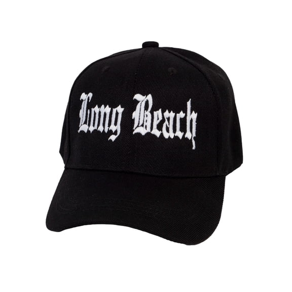 Men's Long Beach Cap Old English Adjustable Snapback Curved Hat, Black