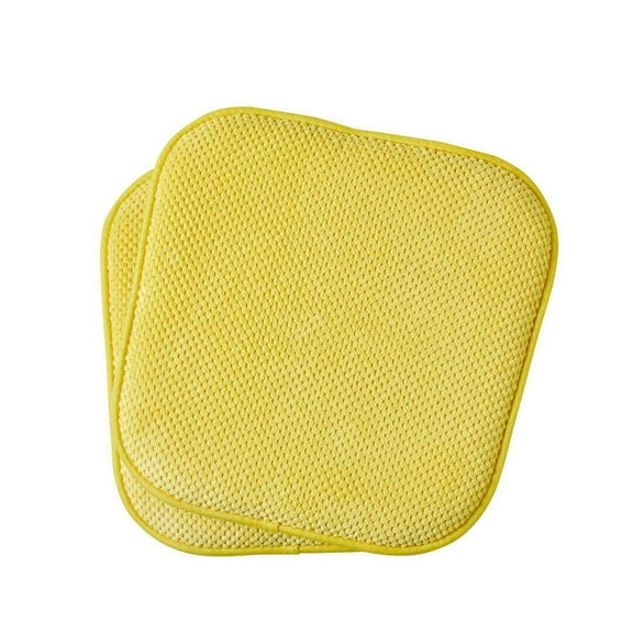 2 Pack Premium Memory Foam Non-Slip Ultra Soft Chenille Surface Chair Pad Cushions - Yellow