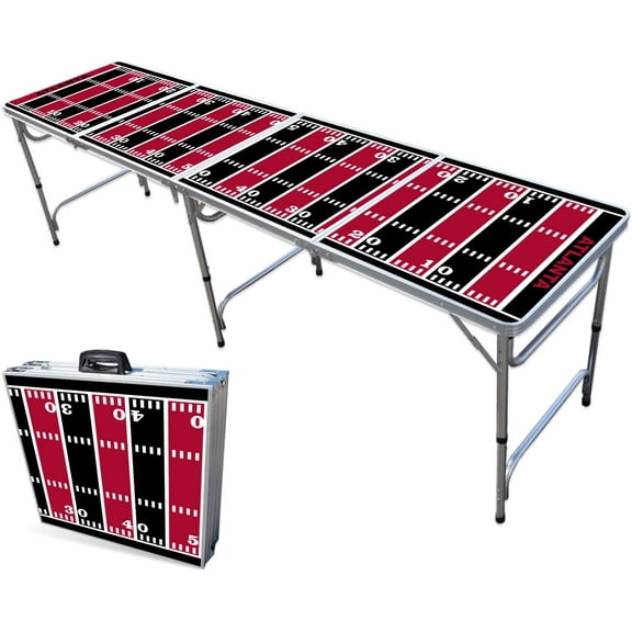 8-Foot Folding Portable Pong Table w/Optional Cup Holes & LED Lights - Atlanta Football Field (Choose Your Model)