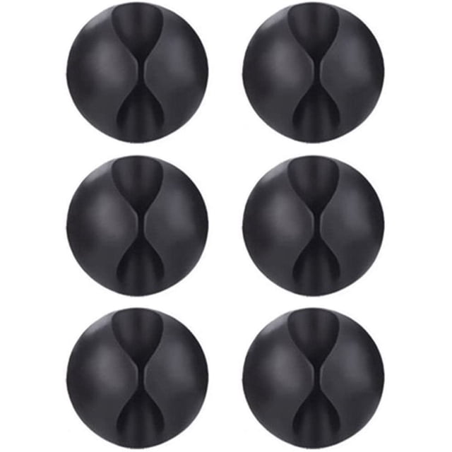 Paquete de 6 clips para cables, organizadores de cables y bridas para TV, computadora portátil, hogar y oficina, color negro