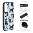 thumbnail image 2 of WIRESTER Shockproof Soft Rubber Cover Case for Samsung Galaxy S25 6.2" 2025, Black White Tuxedo Cat Playful Postures On Pale Aqua Background, 2 of 5