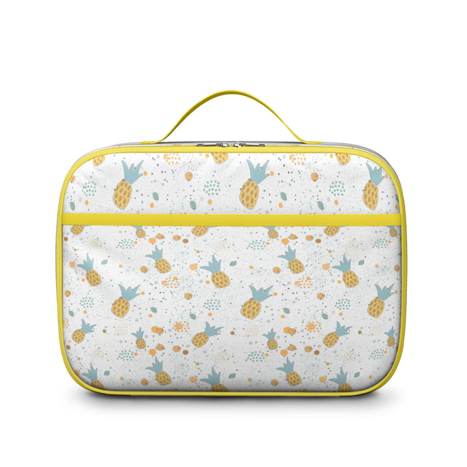 Durable Insulated Lunch Tote Featuring Pineapple Hawaiian Hawaii Tropical Fruit Summer Yellow Golden Exotic Pattern Print Aesthetic Pineapple Lover Sunshine Flowers Fresh Plant Prints – Lightweight L