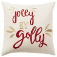 thumbnail image 2 of Rizzy Home Holiday Ivory/Red Sentiment - "Jolly By Golly" Cotton 20"x20" Poly Filled Decorative Throw Pillow, 2 of 5