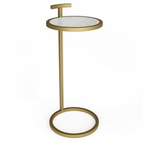 Brook  Contemporary 10 inch Wide Metal C Side Table in White/Gold