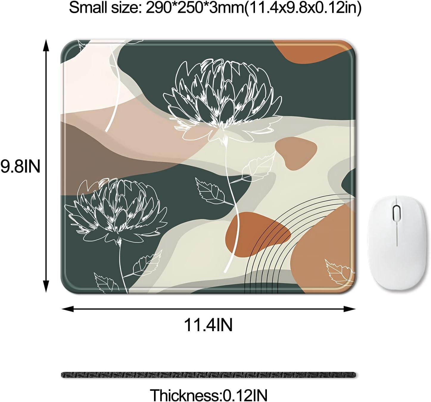 Abstract Art Aesthetic Mouse Pad Small Chic Boho Computer and Laptop Women Desk Mat for Home Office Work and Study,11.4x9.8x0.12inch (A21)