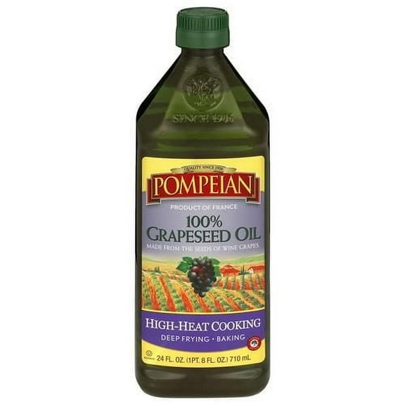 Pompeian 100% Grapeseed Oil, Light and Subtle Flavor, Perfect for High-Heat Cooking, Deep Frying and Baking, 24 FL. OZ. ( Pack of 2 )
