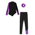 thumbnail image 4 of inhzoy Kids Girls Long Sleeve Figure Skating Tops with Pants Set Training Sports Suit Purple 8, 4 of 6