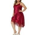 thumbnail image 4 of INSPIRE CHIC Women's Satin Nightgown Lounge Sleepwear Cami Dress with Tassel Pajama Dress XL Red, 4 of 5