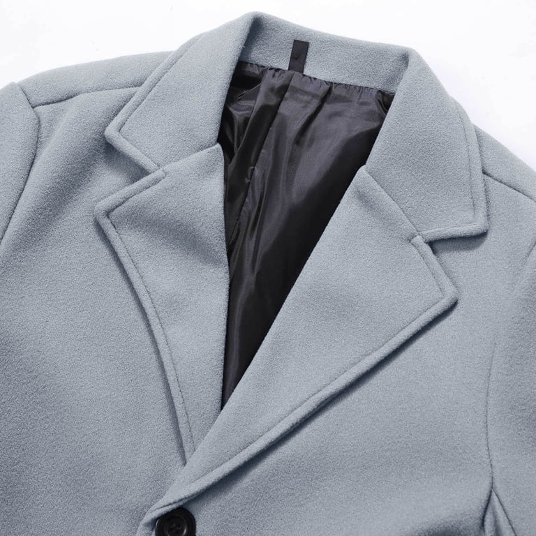 Lcziwo Mens Trench Coat Winter Notched Collar Single Breasted Top