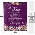 thumbnail image 6 of Gifts for Mom, Mom Birthday Gifts, Christmas, Birthday Gifts for Mom, Best Mom Gifts from Daughter, Son, Super Warm, Soft Love You Mom Throw Blanket with Floral & Letter Print -Violet Violet, 6 of 6