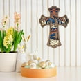 thumbnail image 3 of Exquisite Easter Wooden Cross Pendant - Hollow Crucifix Emblem Hanging Decoration, Warm Decor for Front Door & Porch, Blessing Accessory, Easter & Year of The Horse Spiritual Accent, Multicolor, 3 of 6
