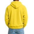 thumbnail image 4 of Pullover Hooded Sweatshirt for Men Classic Long Sleeve Solid Color Drawstring Hoodie Top Yellow 2XL, 4 of 5